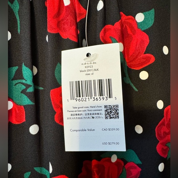 Kate Spade rose dot print, rondneck and center back keyhole closure shift dress - Picture 4 of 6